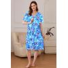 Ekouaer Women Robe Zipper Front Mumu Duster Robes Zip Up Housecoat Soft Sleepwear with Pockets(B Multi Aqua)