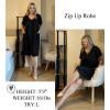 Ekouaer Women Robe Zipper Front Mumu Duster Robes Zip Up Housecoat Soft Sleepwear with Pockets(Black)