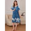 Ekouaer Women Robe Zipper Front Mumu Duster Robes Zip Up Housecoat Soft Sleepwear with Pockets(Floral Blue)