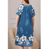 Ekouaer Women Robe Zipper Front Mumu Duster Robes Zip Up Housecoat Soft Sleepwear with Pockets(Floral Blue)