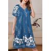 Ekouaer Women Robe Zipper Front Mumu Duster Robes Zip Up Housecoat Soft Sleepwear with Pockets(Floral Blue)