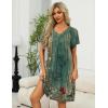 Ekouaer Women Robe Zipper Front Mumu Duster Robes Zip Up Housecoat Soft Sleepwear with Pockets(Green Ethnic Floral)