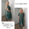 Ekouaer Women Robe Zipper Front Mumu Duster Robes Zip Up Housecoat Soft Sleepwear with Pockets(Green Ethnic Floral)
