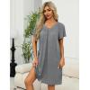 Ekouaer Women Robe Zipper Front Mumu Duster Robes Zip Up Housecoat Soft Sleepwear with Pockets(Grey)