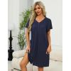 Ekouaer Women Robe Zipper Front Mumu Duster Robes Zip Up Housecoat Soft Sleepwear with Pockets(Navy Blue)