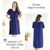Ekouaer Women Robe Zipper Front Mumu Duster Robes Zip Up Housecoat Soft Sleepwear with Pockets(Navy Blue)