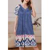 Ekouaer Women Robe Zipper Front Mumu Duster Robes Zip Up Housecoat Soft Sleepwear with Pockets(Navy Crown)
