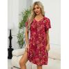 Ekouaer Women Robe Zipper Front Mumu Duster Robes Zip Up Housecoat Soft Sleepwear with Pockets(Red Floral)
