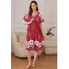 Ekouaer Women Robe Zipper Front Mumu Duster Robes Zip Up Housecoat Soft Sleepwear with Pockets(Wine Red Floral)