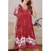 Ekouaer Women Robe Zipper Front Mumu Duster Robes Zip Up Housecoat Soft Sleepwear with Pockets(Wine Red Floral)