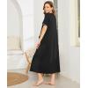 Ekouaer Women Robes Zipper Front Short Sleeve Full Length Housecoat with Pockets Loungewear S-4XL(B-black)