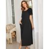 Ekouaer Women Robes Zipper Front Short Sleeve Full Length Housecoat with Pockets Loungewear S-4XL(B-black)