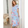 Ekouaer Women Robes Zipper Front Short Sleeve Full Length Housecoat with Pockets Loungewear S-4XL(B-blue Fower)