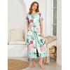 Ekouaer Women Robes Zipper Front Short Sleeve Full Length Housecoat with Pockets Loungewear S-4XL(B-green Flower)