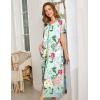 Ekouaer Women Robes Zipper Front Short Sleeve Full Length Housecoat with Pockets Loungewear S-4XL(B-green Flower)