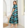 Ekouaer Women Robes Zipper Front Short Sleeve Full Length Housecoat with Pockets Loungewear S-4XL(Black Leaf)