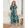Ekouaer Women Robes Zipper Front Short Sleeve Full Length Housecoat with Pockets Loungewear S-4XL(Black Leaf)