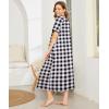 Ekouaer Women Robes Zipper Front Short Sleeve Full Length Housecoat with Pockets Loungewear S-4XL(Black Plaid)