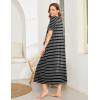 Ekouaer Women Robes Zipper Front Short Sleeve Full Length Housecoat with Pockets Loungewear S-4XL(Black Stripes)
