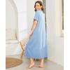 Ekouaer Women Robes Zipper Front Short Sleeve Full Length Housecoat with Pockets Loungewear S-4XL(Blue Green)