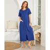Ekouaer Women Robes Zipper Front Short Sleeve Full Length Housecoat with Pockets Loungewear S-4XL(Blue Sapphire)