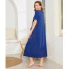 Ekouaer Women Robes Zipper Front Short Sleeve Full Length Housecoat with Pockets Loungewear S-4XL(Blue Sapphire)