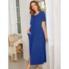 Ekouaer Women Robes Zipper Front Short Sleeve Full Length Housecoat with Pockets Loungewear S-4XL(Blue Sapphire)