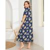 Ekouaer Women Robes Zipper Front Short Sleeve Full Length Housecoat with Pockets Loungewear S-4XL(C-yellow Flower)