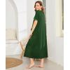 Ekouaer Women Robes Zipper Front Short Sleeve Full Length Housecoat with Pockets Loungewear S-4XL(Dark Green)