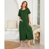 Ekouaer Women Robes Zipper Front Short Sleeve Full Length Housecoat with Pockets Loungewear S-4XL(Dark Green)