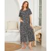 Ekouaer Women Robes Zipper Front Short Sleeve Full Length Housecoat with Pockets Loungewear S-4XL(Gray Leopard)