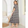 Ekouaer Women Robes Zipper Front Short Sleeve Full Length Housecoat with Pockets Loungewear S-4XL(Gray Plaid)