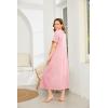 Ekouaer Women Robes Zipper Front Short Sleeve Full Length Housecoat with Pockets Loungewear S-4XL(Pink)