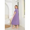 Ekouaer Women Robes Zipper Front Short Sleeve Full Length Housecoat with Pockets Loungewear S-4XL(Purple)