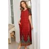 Ekouaer Women Robes Zipper Front Short Sleeve Full Length Housecoat with Pockets Loungewear S-4XL(Red Flower)