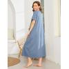 Ekouaer Women Robes Zipper Front Short Sleeve Full Length Housecoat with Pockets Loungewear S-4XL(Steel Blue)