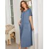 Ekouaer Women Robes Zipper Front Short Sleeve Full Length Housecoat with Pockets Loungewear S-4XL(Steel Blue)