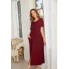Ekouaer Women Robes Zipper Front Short Sleeve Full Length Housecoat with Pockets Loungewear S-4XL(Wine Red)