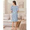 Ekouaer Women Zip Up Robe Short Bathrobe Lightweight House Coats Floral Print House Dress with Pockets Nightgown S-3XL(Blue Leaves)