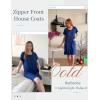 Ekouaer Women Zip Up Robe Short Bathrobe Lightweight House Coats Floral Print House Dress with Pockets Nightgown S-3XL(Deep Blue)