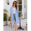 Ekouaer Women Zip Up Robe Short Bathrobe Lightweight House Coats Floral Print House Dress with Pockets Nightgown S-3XL(Light Blue)