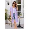 Ekouaer Women Zip Up Robe Short Bathrobe Lightweight House Coats Floral Print House Dress with Pockets Nightgown S-3XL(Purple Floral)