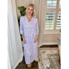 Ekouaer Women Zipper Robe 3/4 Sleeves Loungewear Dress Full Length Sleepwear Pockets Housecoat Nightgown Long Bathrobe(Purple Floral)