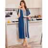 Ekouaer Women Zipper Robe Lightweight House Coat Zipper Front Long Nightgown Soft Loungewear with Pockets S-3XL(Blue)