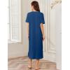 Ekouaer Women Zipper Robe Lightweight House Coat Zipper Front Long Nightgown Soft Loungewear with Pockets S-3XL(Blue)