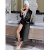 Ekouaer Women Zipper Robe Long Sleeve House Coats Velour Robes Soft Bathrobe with Pockets Nightgown S-3XL(Black)