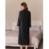 Ekouaer Women Zipper Robe Long Sleeve House Coats Velour Robes Soft Bathrobe with Pockets Nightgown S-3XL(Black)