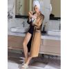 Ekouaer Women Zipper Robe Long Sleeve House Coats Velour Robes Soft Bathrobe with Pockets Nightgown S-3XL(Brown)