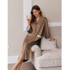 Ekouaer Women Zipper Robe Long Sleeve House Coats Velour Robes Soft Bathrobe with Pockets Nightgown S-3XL(Brown)