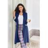 Ekouaer Women Zipper Robe Long Sleeve House Coats Velour Robes Soft Bathrobe with Pockets Nightgown S-3XL(Navy Blue)